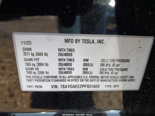 2023 TESLA MODEL Y 7SAYGAEE2PF931669 Photo 8
