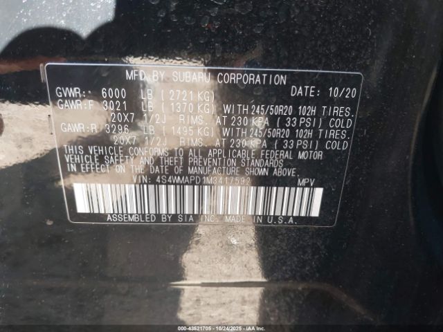 2021 SUBARU ASCENT 4S4WMAPD1M3417592 Photo 8