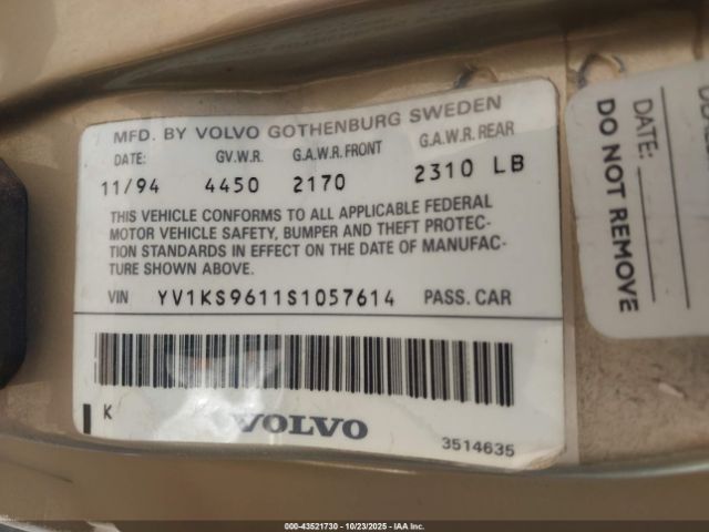 1995 VOLVO 960 YV1KS9611S1057614 Photo 8