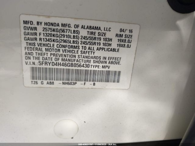 2016 ACURA MDX 5FRYD4H46GB056430 Photo 8