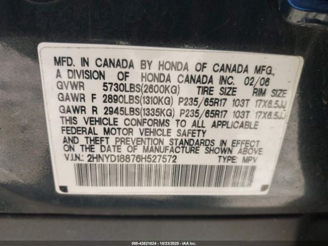 2006 ACURA MDX 2HNYD18876H527572 Photo 8