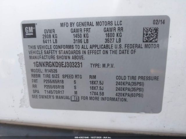 2014 CHEVROLET TRAVERSE 1GNKRGKD9EJ303231 Photo 8