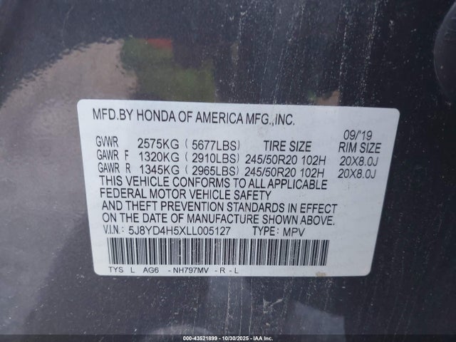 2020 ACURA MDX 5J8YD4H5XLL005127 Photo 8