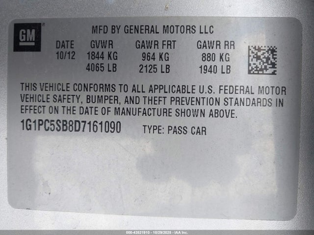 2013 CHEVROLET CRUZE 1G1PC5SB8D7161090 Photo 8