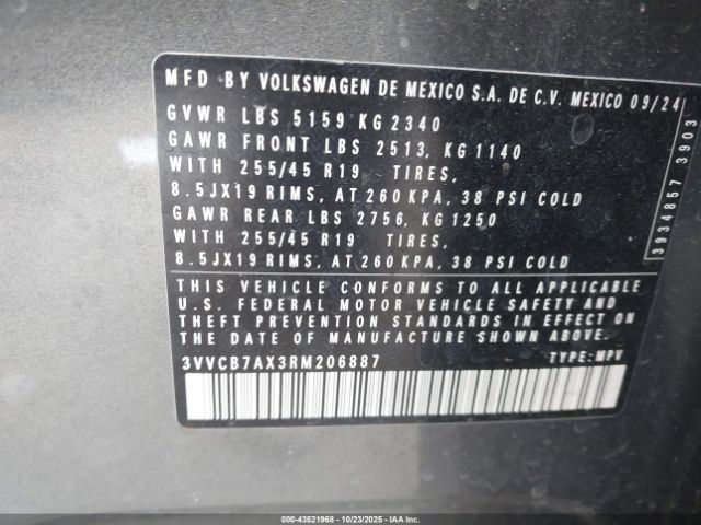 2024 VOLKSWAGEN TIGUAN 3VVCB7AX3RM206887 Photo 8