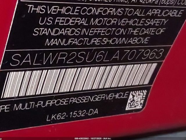 2020 LAND ROVER RANGE ROVER SPORT SALWR2SU6LA707963 Photo 8