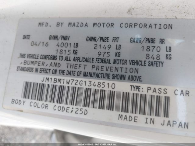 2016 MAZDA MAZDA3 JM1BM1W72G1348510 Photo 8