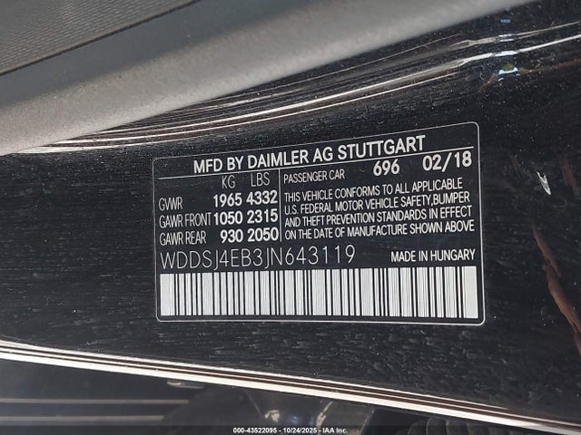 Продажа на аукционе авто 2018 Mercedes-benz Cla 250, vin: WDDSJ4EB3JN643119, номер лота: 43522095