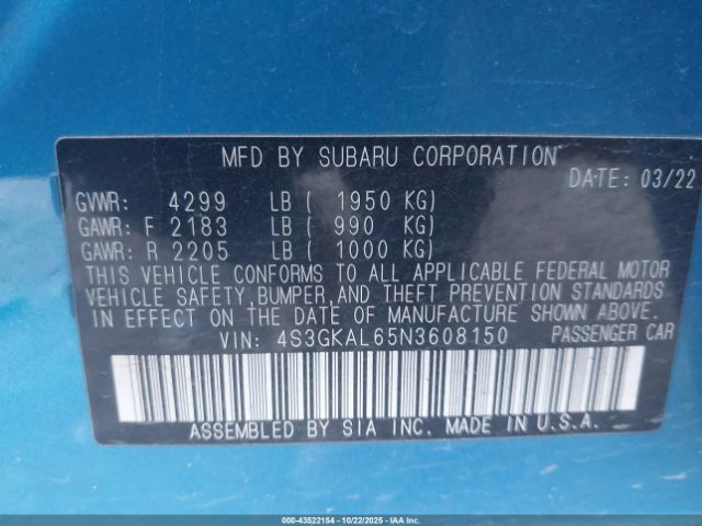 2022 SUBARU IMPREZA 4S3GKAL65N3608150 Photo 8