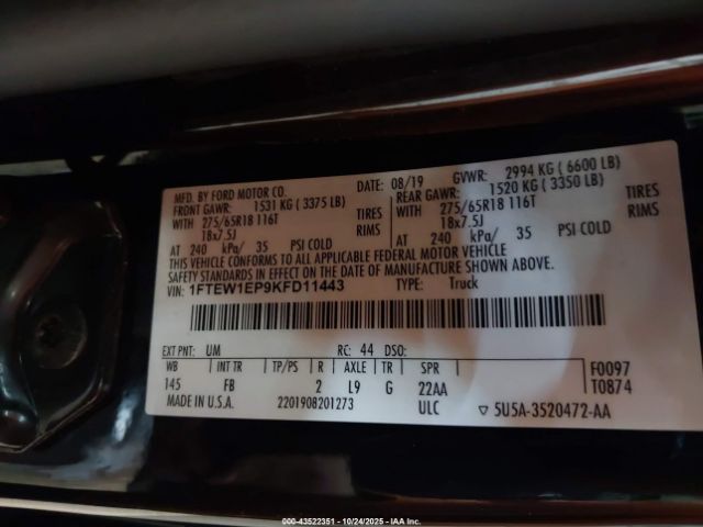 2019 FORD F-150 1FTEW1EP9KFD11443 Photo 8