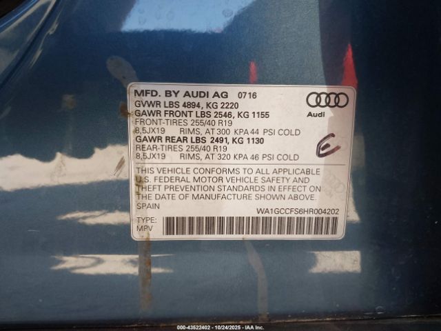 2017 AUDI Q3 WA1GCCFS6HR004202 Photo 8