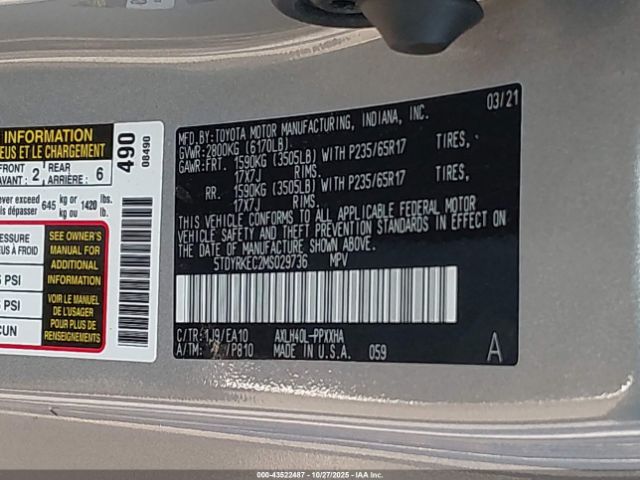 2021 TOYOTA SIENNA 5TDYRKEC2MS029736 Photo 8