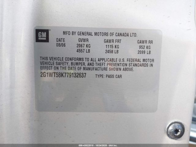 2007 CHEVROLET IMPALA 2G1WT58K779132637 Photo 8