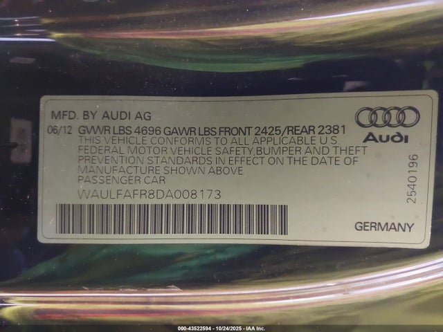 2013 AUDI A5 WAULFAFR8DA008173 Photo 8