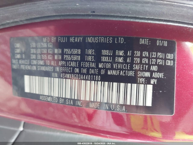 2010 SUBARU TRIBECA 4S4WX9GD3A4401180 Photo 8