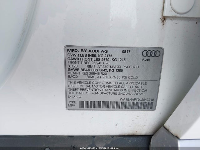 2018 AUDI Q5 WA1BNAFY0J2047249 Photo 8