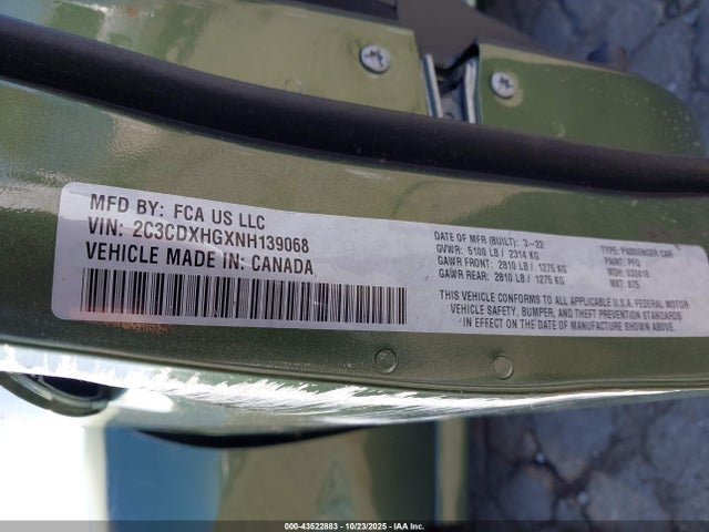 2C3CDXHGXNH139068 Dodge Charger Gt Rwd