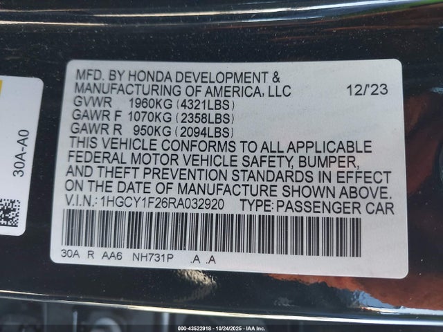 1HGCY1F26RA032920 Honda ACCORD LX
