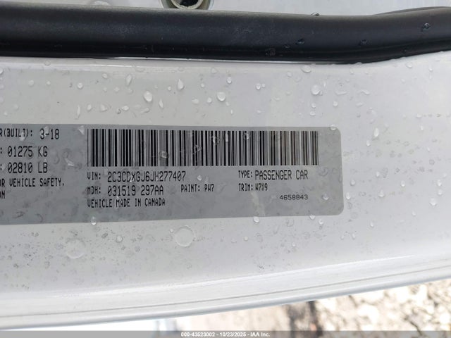 Aukcja sprzedaży 2018 Dodge Charger R/t Scat Pack Rwd, vin: 2C3CDXGJ6JH277407, numer aukcji: 43523002