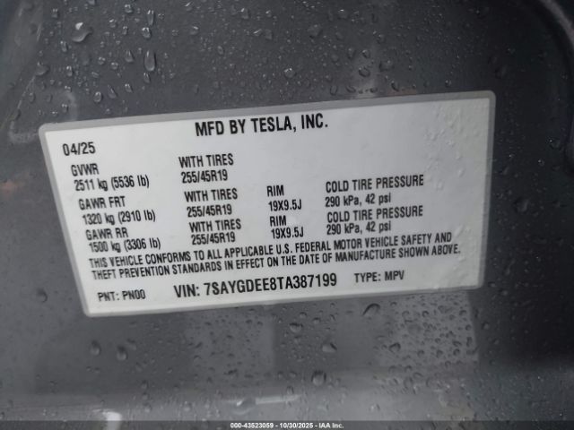 2026 TESLA MODEL Y 7SAYGDEE8TA387199 Photo 8