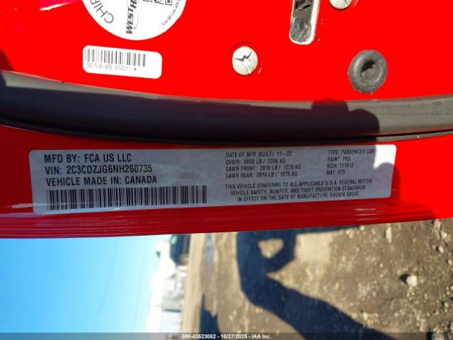 2022 DODGE CHALLENGER 2C3CDZJG6NH260735 Photo 8