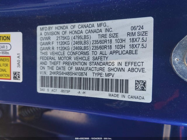 Aukcja sprzedaży 2025 Honda Cr-v Ex Awd, vin: 2HKRS4H48SH410874, numer aukcji: 43523085