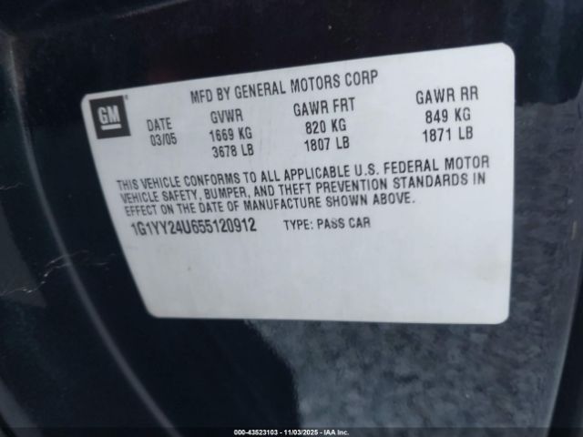 2005 CHEVROLET CORVETTE 1G1YY24U655120912 Photo 8