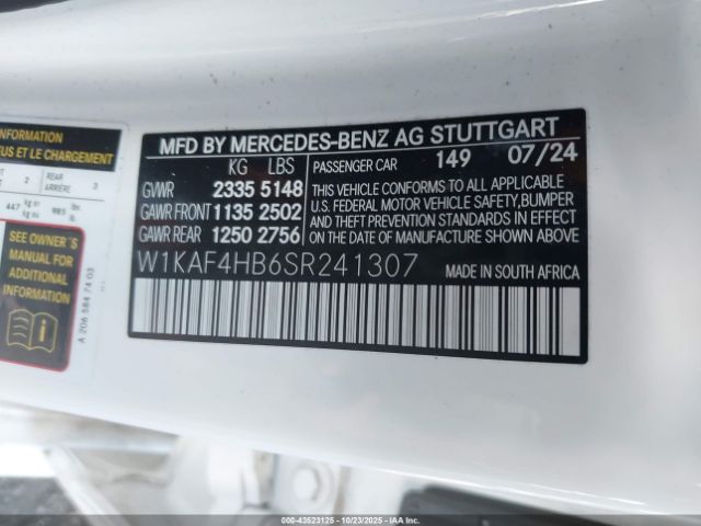 2025 MERCEDES-BENZ C 300 W1KAF4HB6SR241307 Photo 8