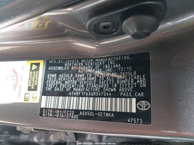 Toyota 2ar-fe 2016 4T4BF1FKXGR547044 Image 9