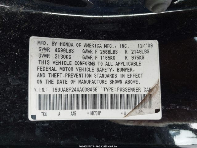 2010 ACURA TL 19UUA8F24AA008458 Photo 8