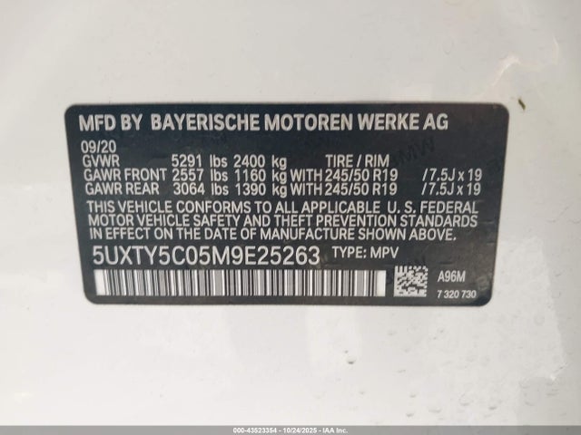 2021 BMW X3 5UXTY5C05M9E25263 Photo 8