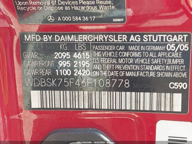 2006 MERCEDES-BENZ SL 500 WDBSK75F46F108778 Photo 8