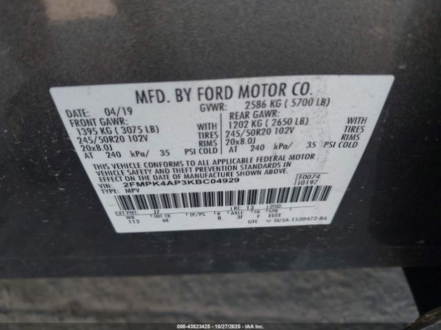 2019 FORD EDGE 2FMPK4AP3KBC04929 Photo 8