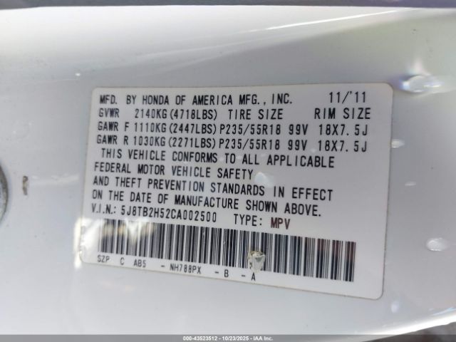 2012 ACURA RDX 5J8TB2H52CA002500 Photo 8