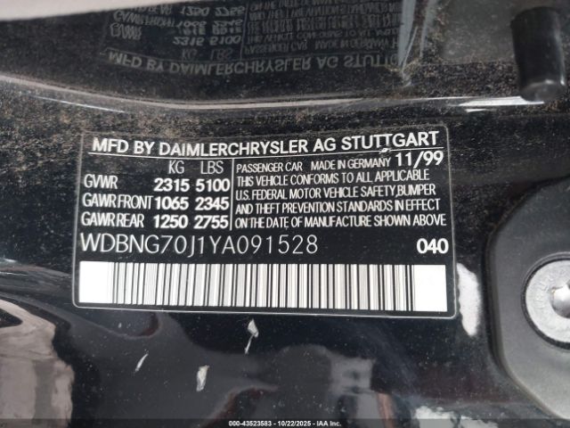 2000 MERCEDES-BENZ S 430 WDBNG70J1YA091528 Photo 8