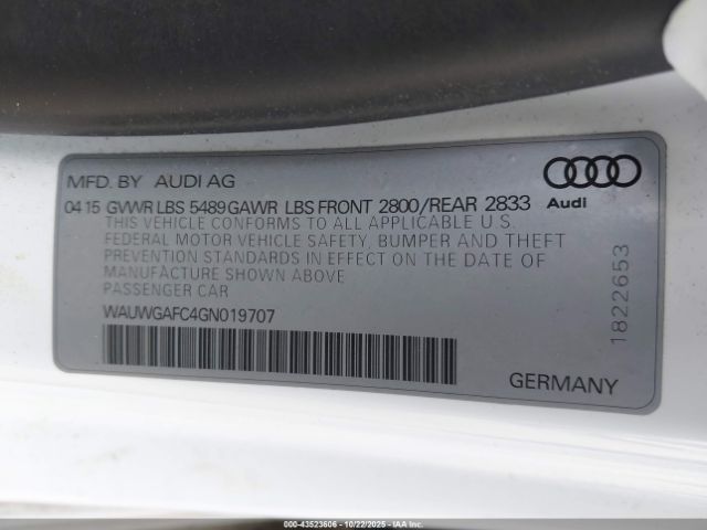 2016 AUDI A7 WAUWGAFC4GN019707 Photo 8