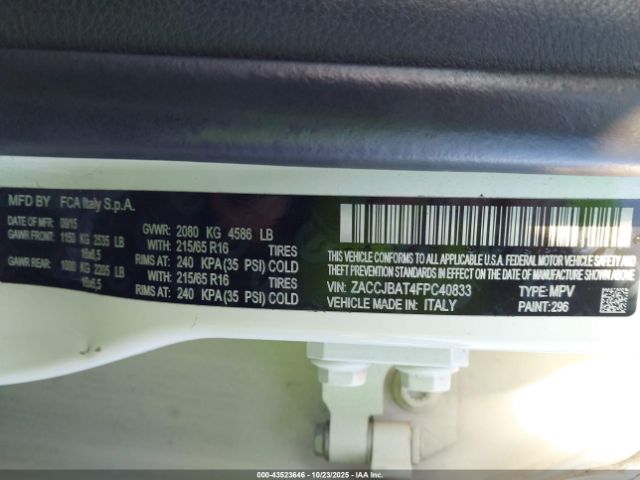 2015 JEEP RENEGADE ZACCJBAT4FPC40833 Photo 8