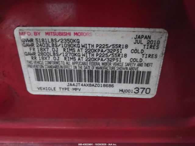 2010 MITSUBISHI OUTLANDER JA4JT4AX8AZ018686 Photo 8