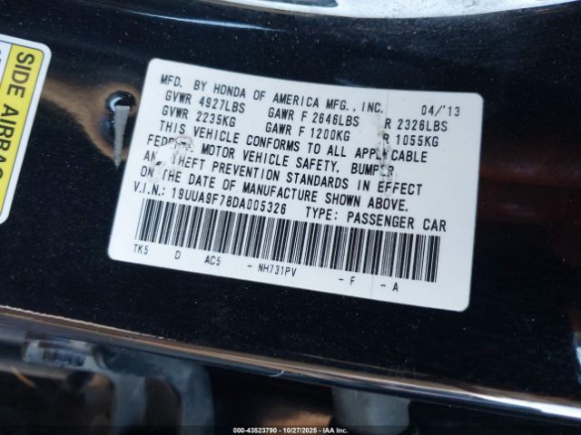 2013 ACURA TL 19UUA9F78DA005326 Photo 8