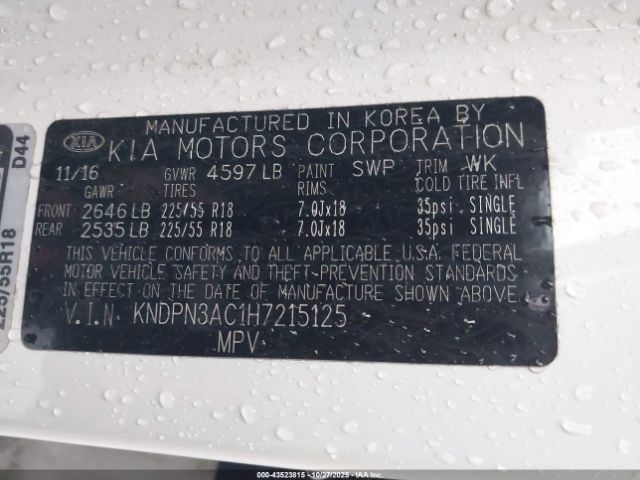 2017 KIA SPORTAGE KNDPN3AC1H7215125 Photo 8