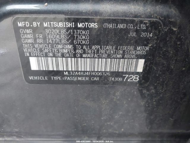 2015 MITSUBISHI MIRAGE ML32A4HJ4FH006326 Photo 8