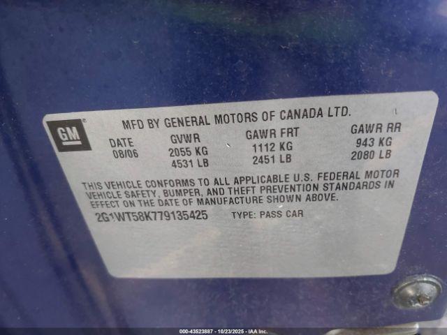 2007 CHEVROLET IMPALA 2G1WT58K779135425 Photo 8