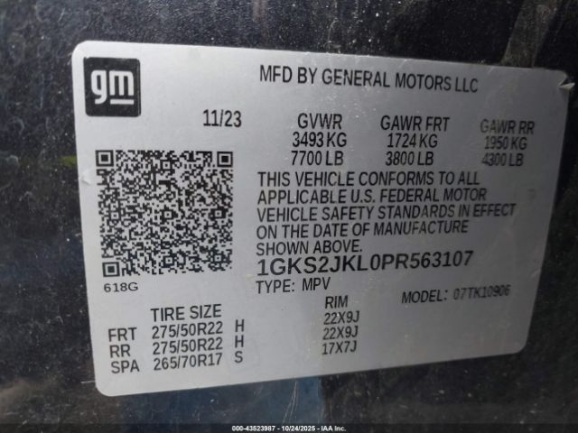 2023 GMC YUKON XL 1GKS2JKL0PR563107 Photo 8