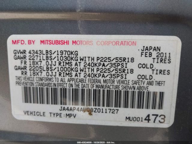 2011 MITSUBISHI OUTLANDER SPORT JA4AP4AU0BZ011727 Photo 8