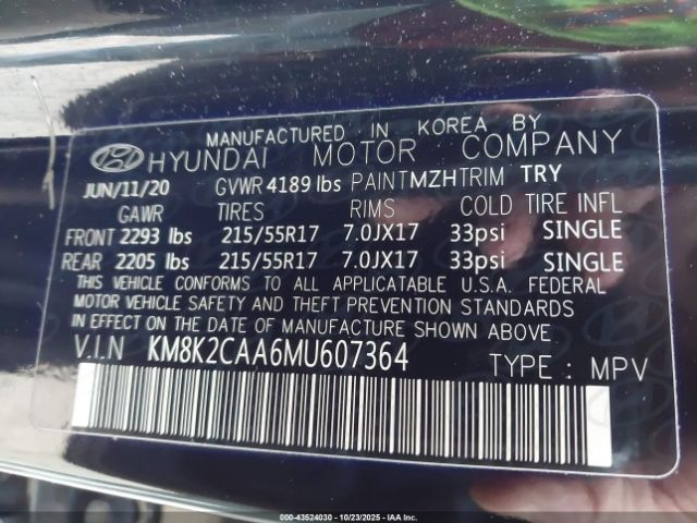 2021 HYUNDAI KONA KM8K2CAA6MU607364 Photo 8