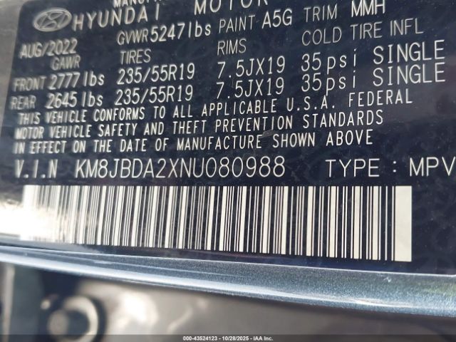 2022 HYUNDAI TUCSON PLUG-IN HYBRID KM8JBDA2XNU080988 Photo 8