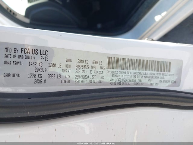 2019 DODGE DURANGO 1C4RDJDG1KC827855 Photo 8