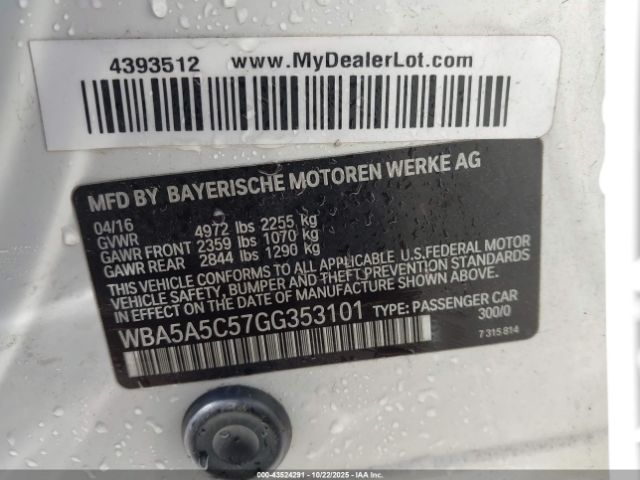 2016 BMW 528I WBA5A5C57GG353101 Photo 8