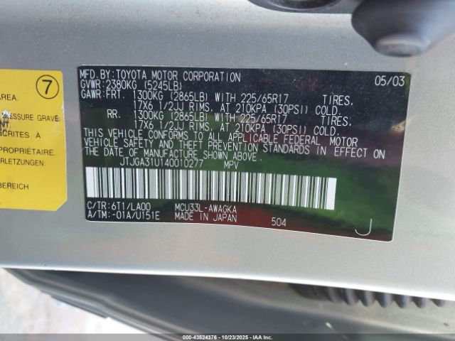 2004 LEXUS RX 330 JTJGA31U140010277 Photo 8
