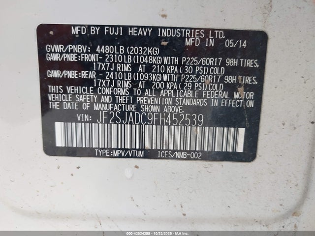 Subaru Forester 2.5i Premium 2015 JF2SJADC9FH452539 Image 9